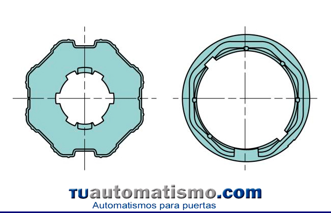 Adaptadores eje octogonal de 60x(0,6÷1)  Rueda + Corona