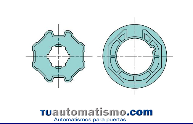 Adaptadores eje octogonal de 70x(1÷1,5) Rueda + Corona