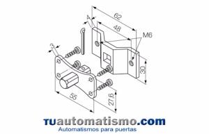 Perno cuadrado 10 mm.+soporte con agujeros M6 (Max.30 Nm)